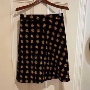 Floral Black Velvet Skirt
